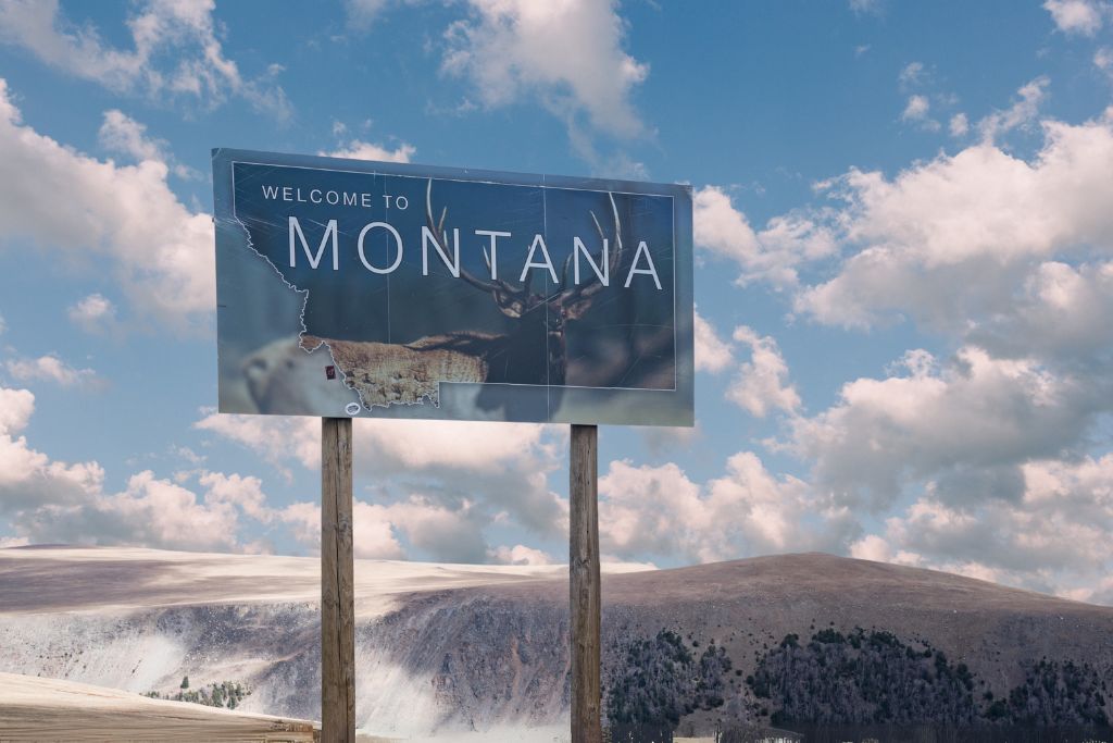 montana road sign on a sky background