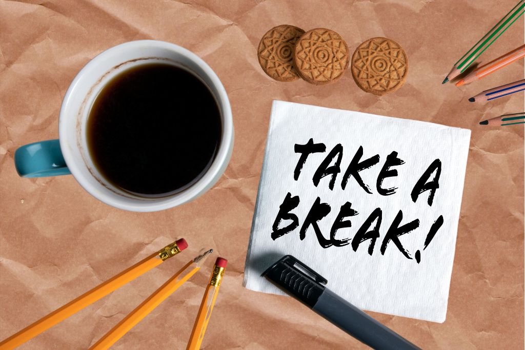 take a break text on a piece of paper 