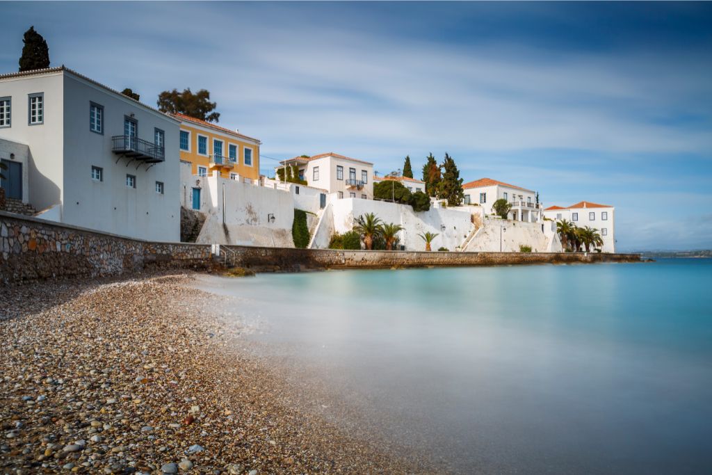 traditional architecture in spetses seafront
