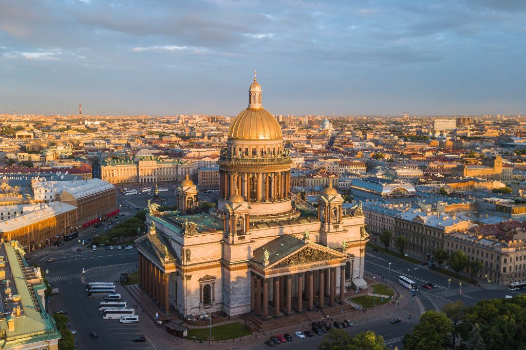 aerial view of st. isaac's cathedral st. petersburg
